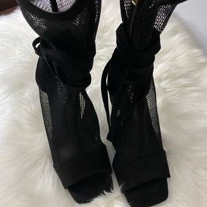 Black Mesh high heel bootie